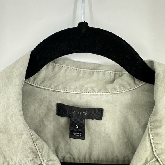 J. Crew | Olive Green Beaded Chevron Popover Size 2 - Picture 5 of 6